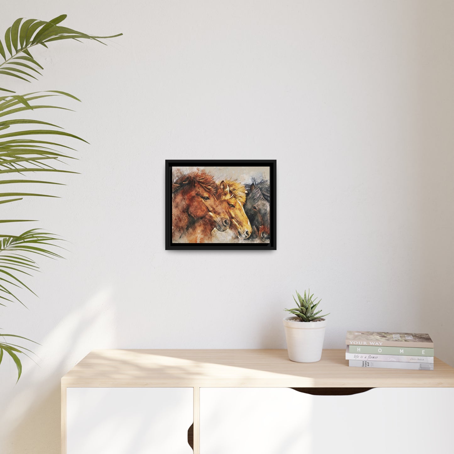 Horses Matte Canvas, Black Frame
