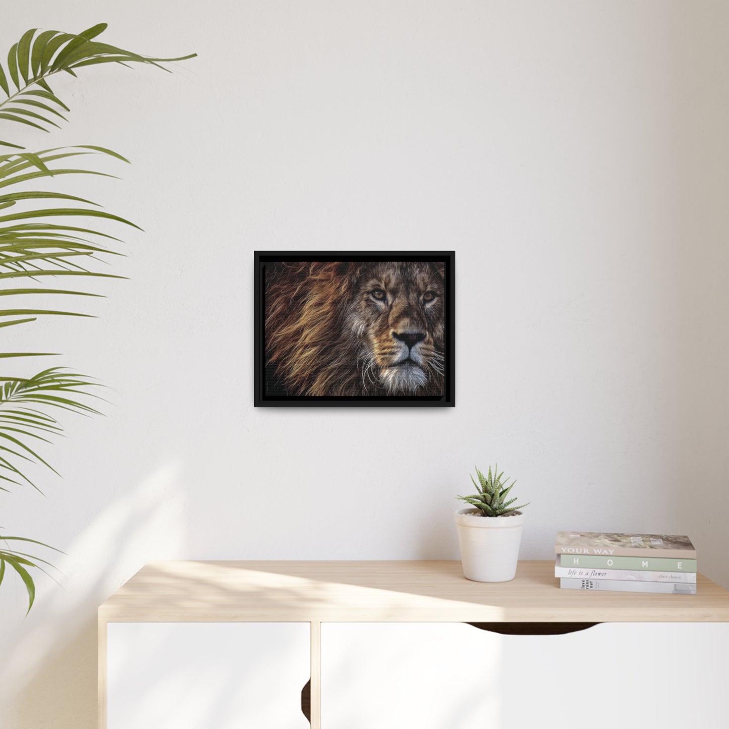 Lion Matte Canvas, Black Frame