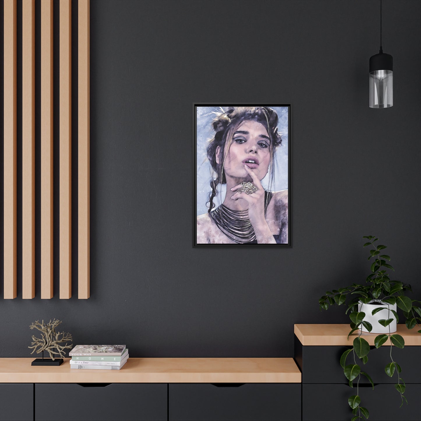 Woman Matte Canvas, Black Frame