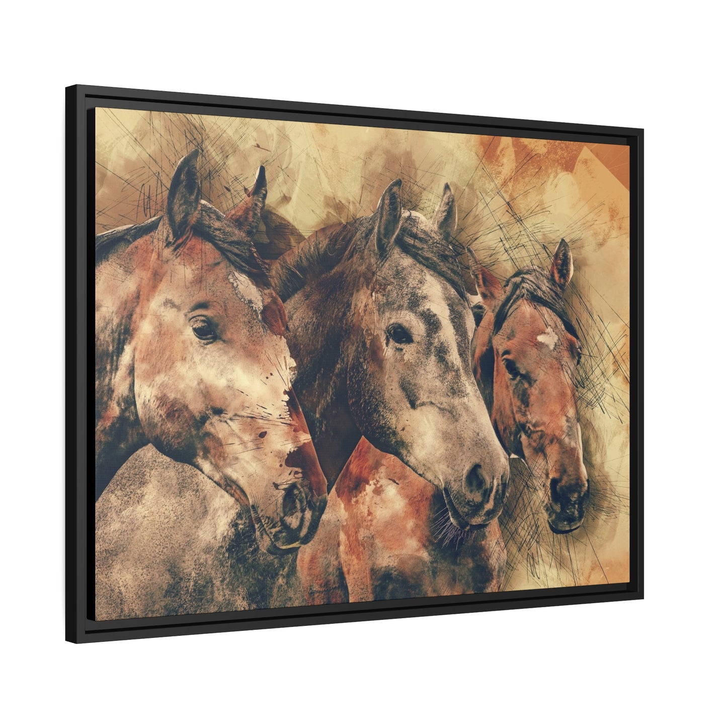 Horses Matte Canvas, Black Frame