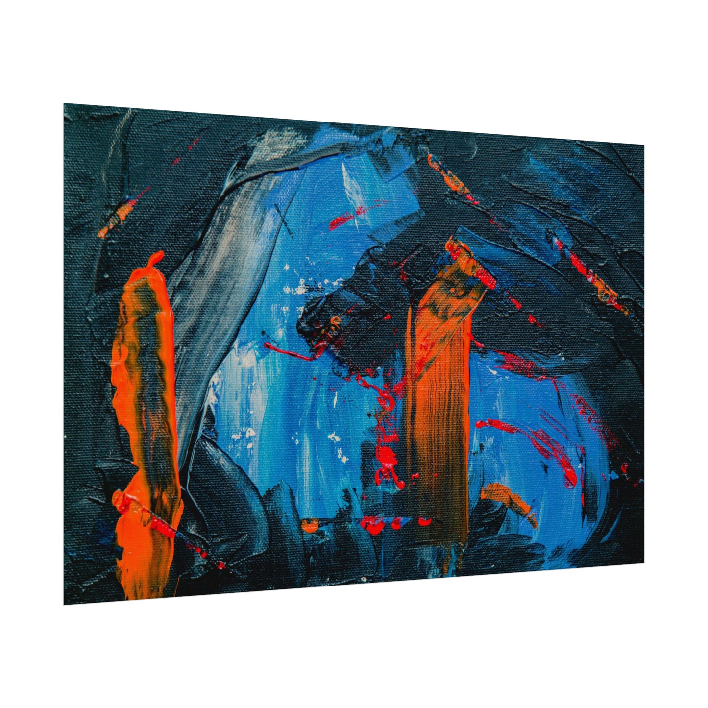 Red and blue splash Rolled Posters