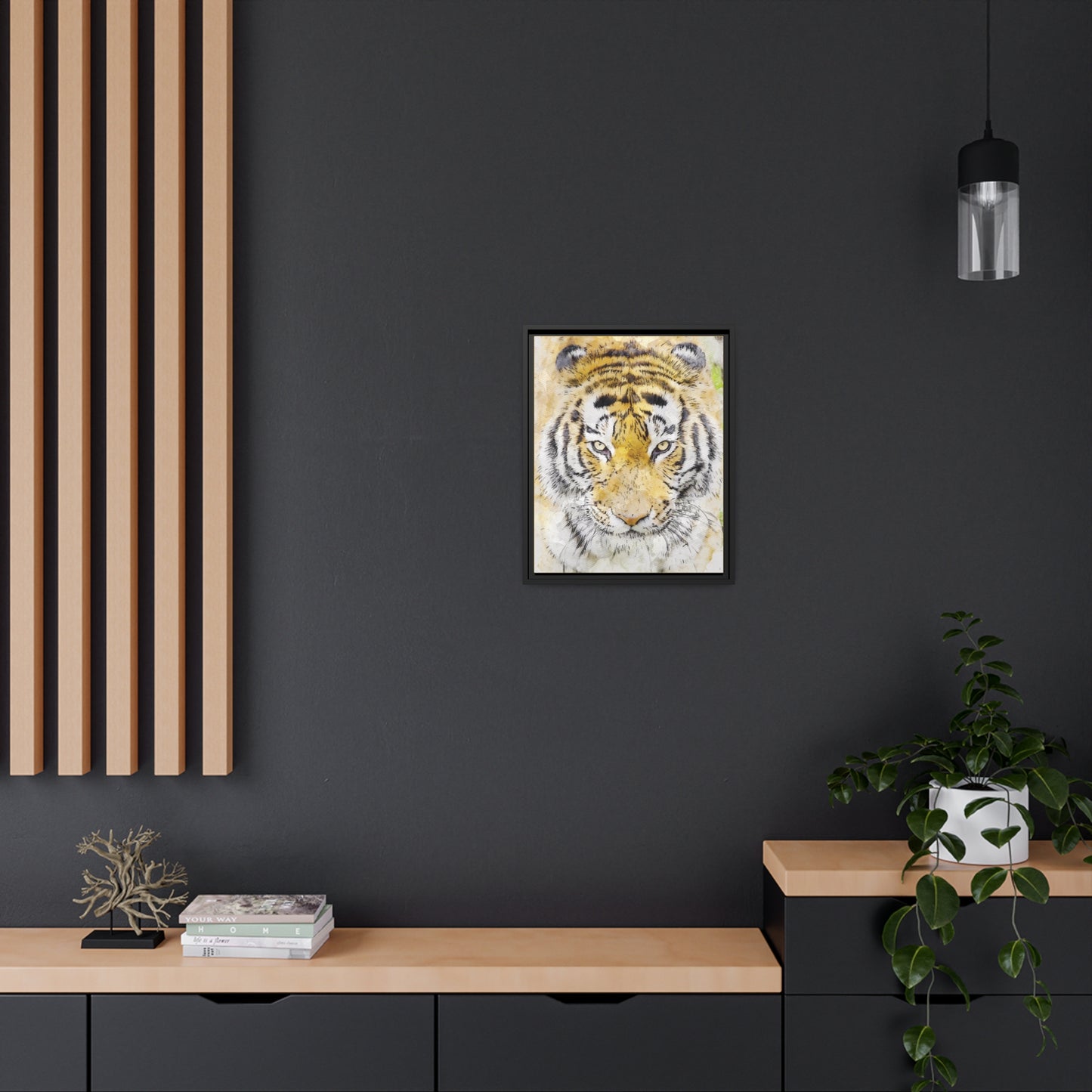 Tiger Matte Canvas, Black Frame