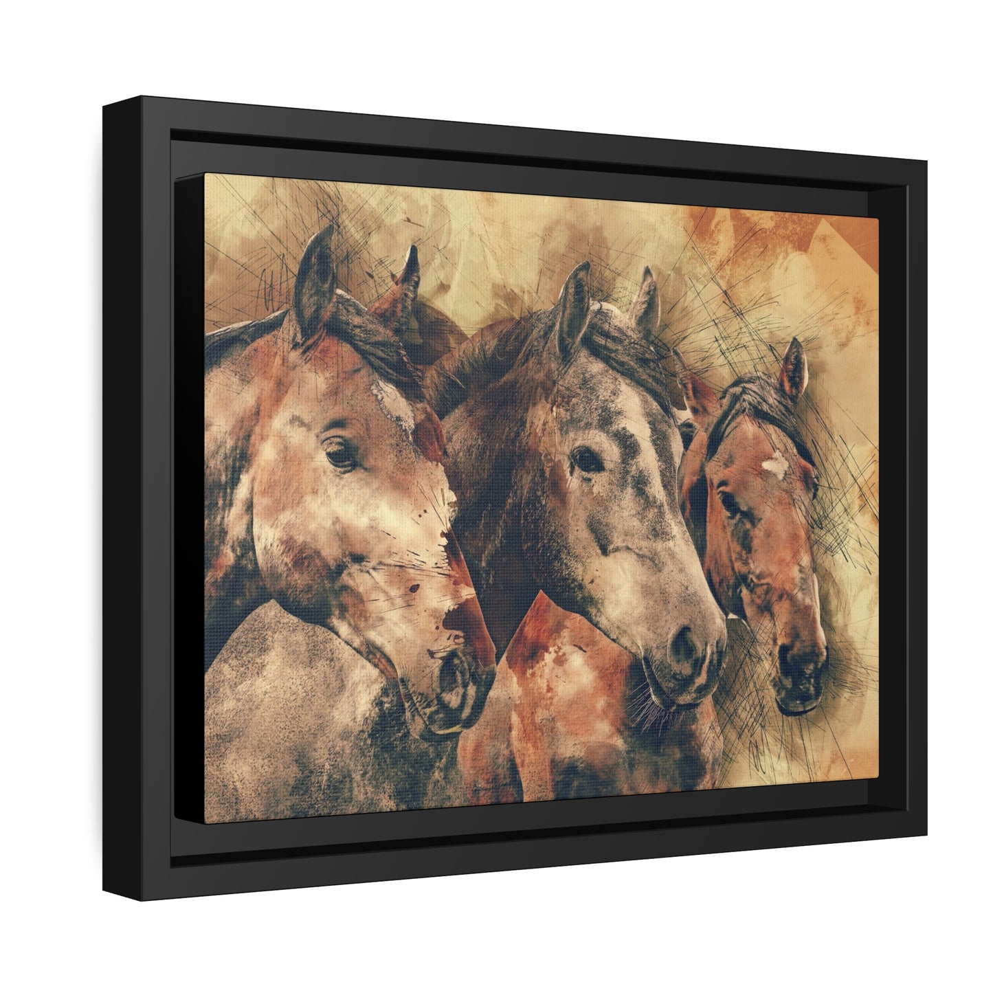 Horses Matte Canvas, Black Frame