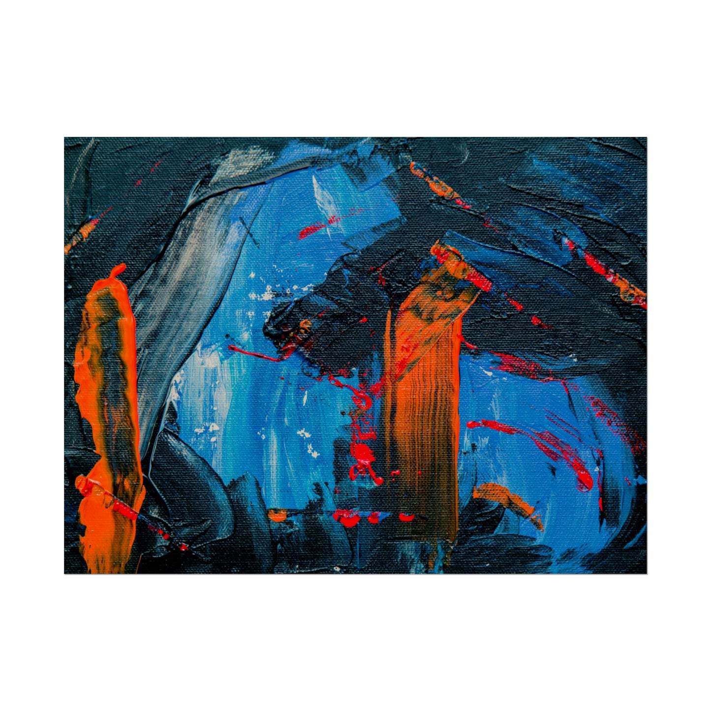 Red and blue splash Rolled Posters