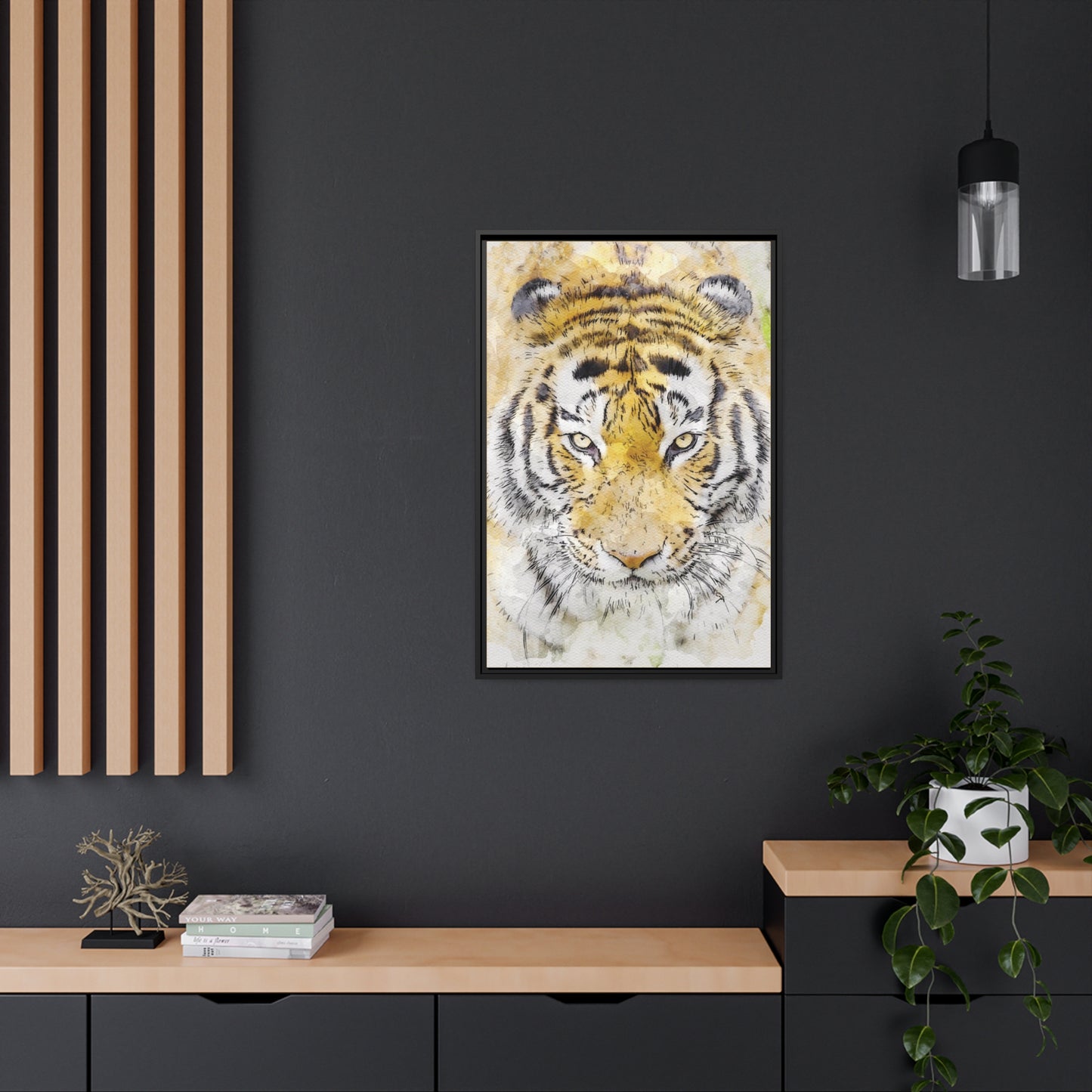 Tiger Matte Canvas, Black Frame