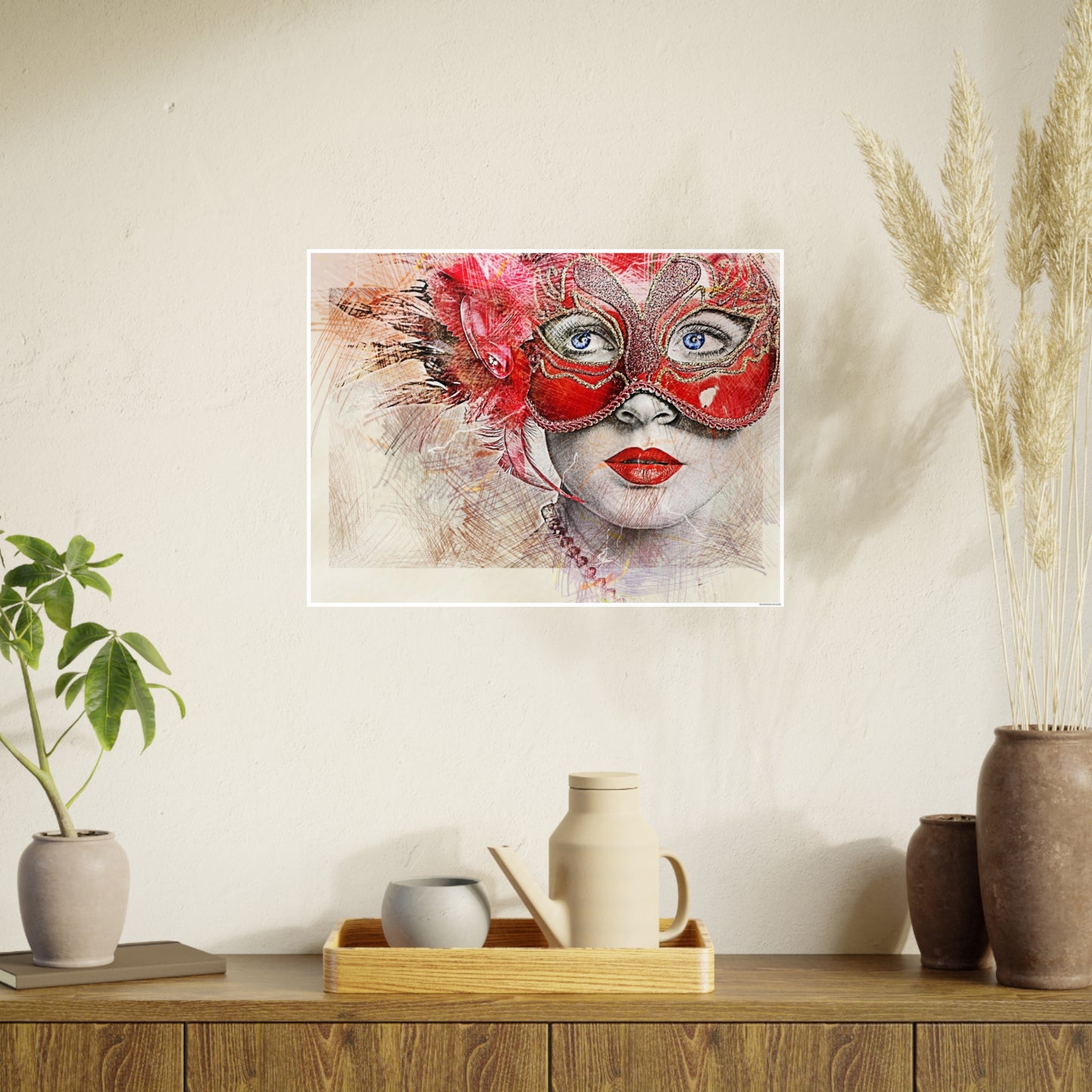 Woman Mask Carnival Photo Art Paper Posters