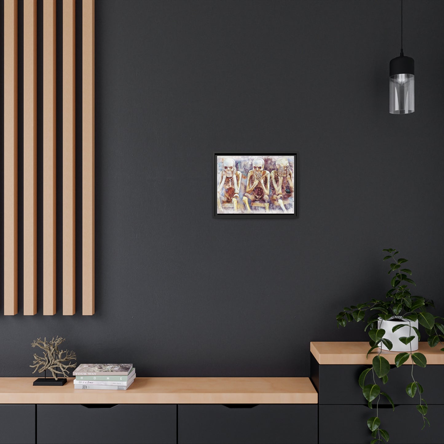 Skeletons Matte Canvas, Black Frame