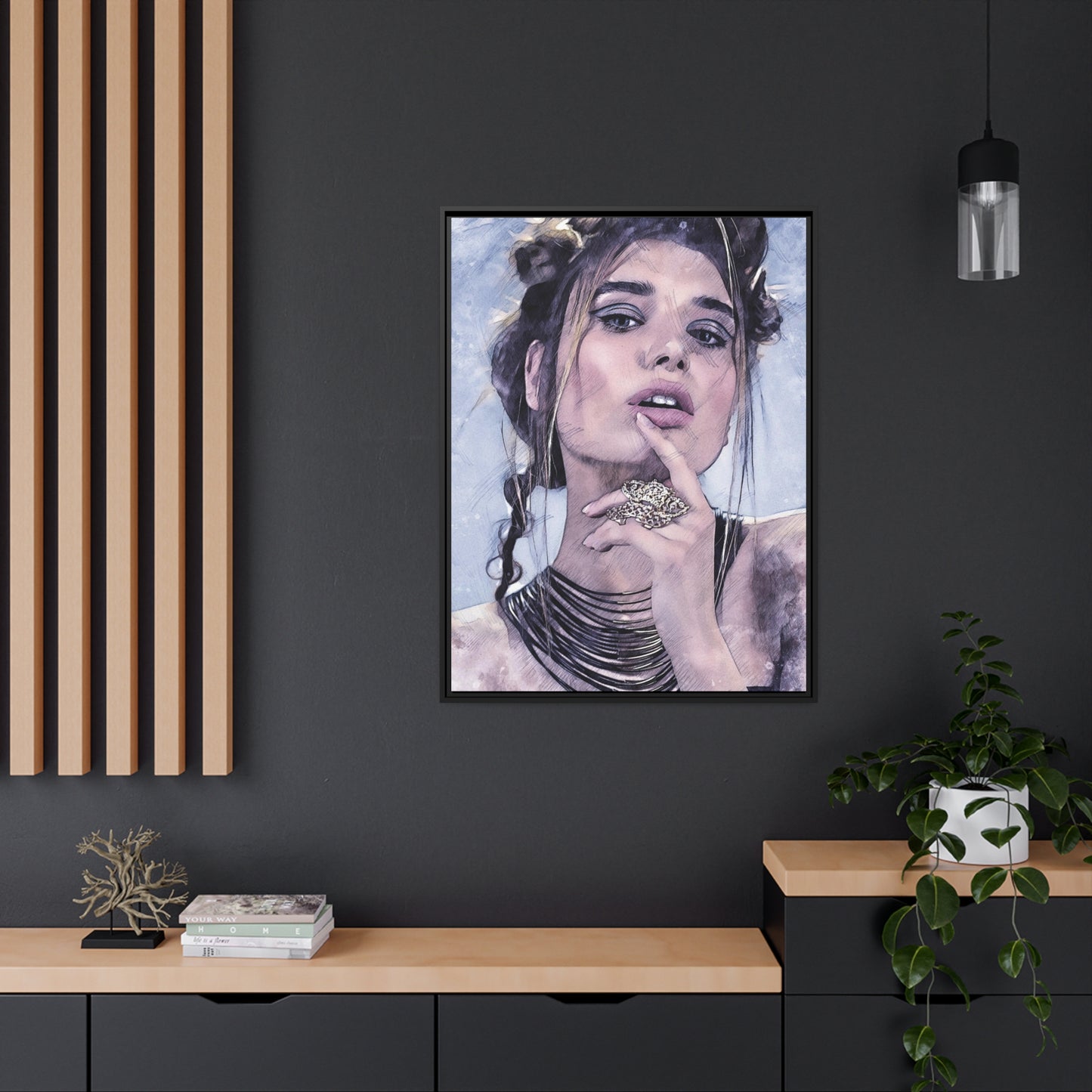 Woman Matte Canvas, Black Frame