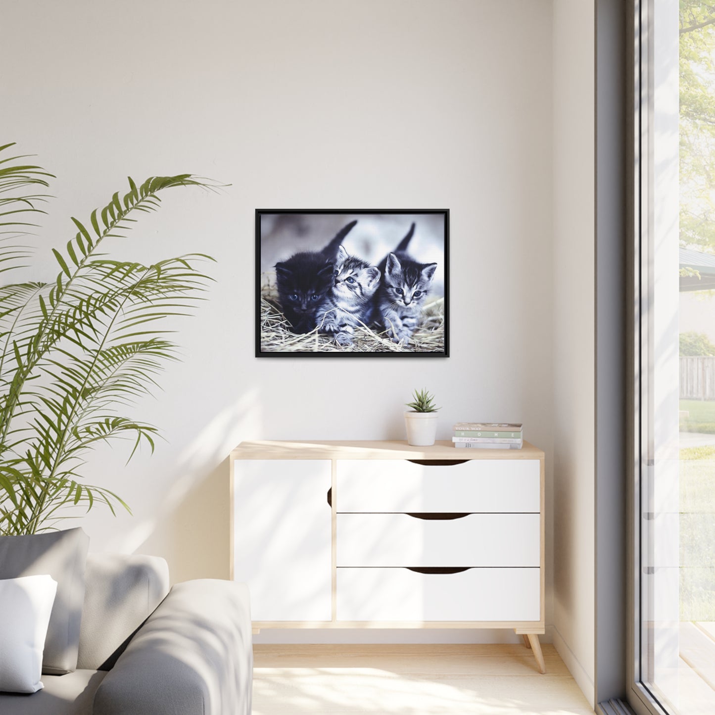 Kitten Matte Canvas, Black Frame