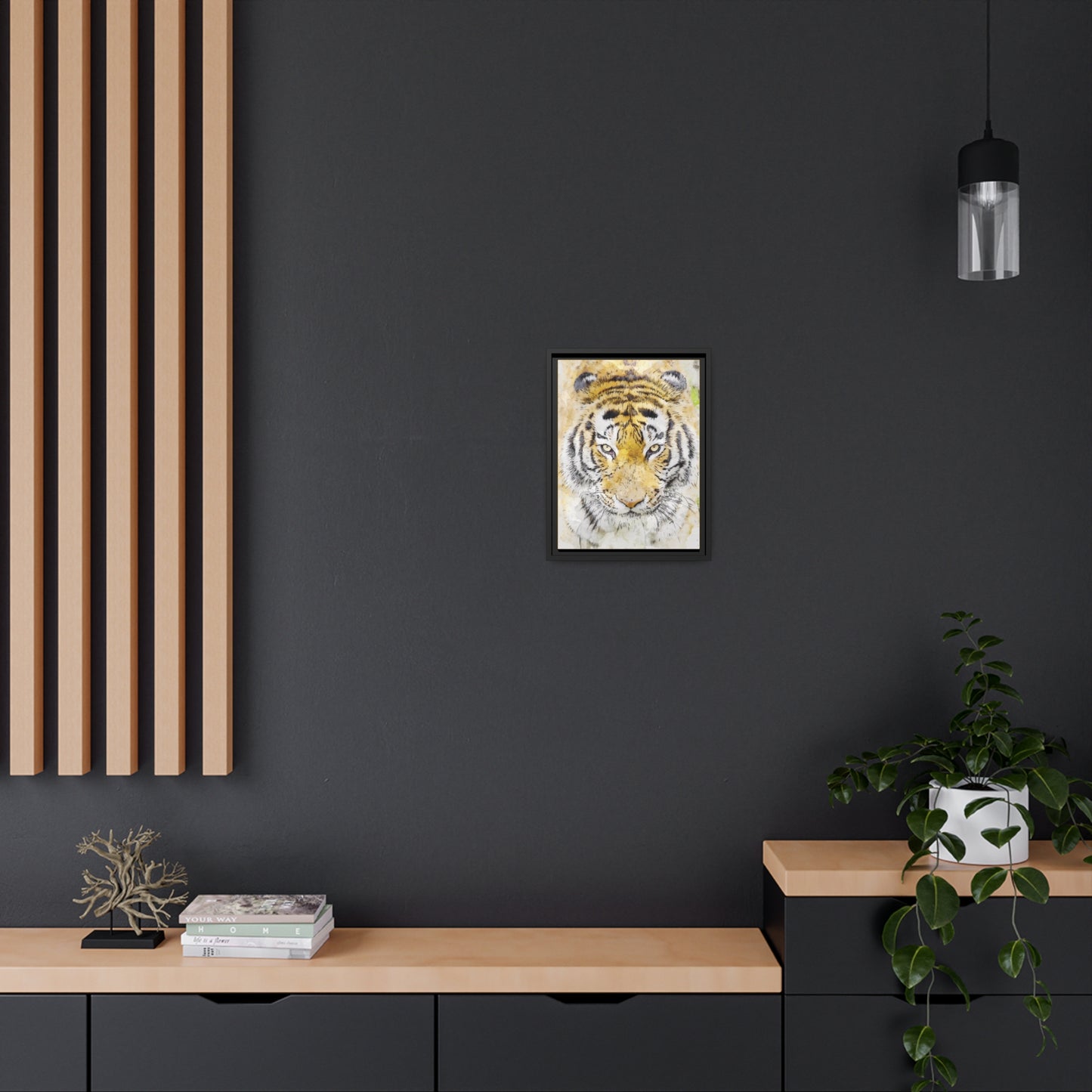 Tiger Matte Canvas, Black Frame