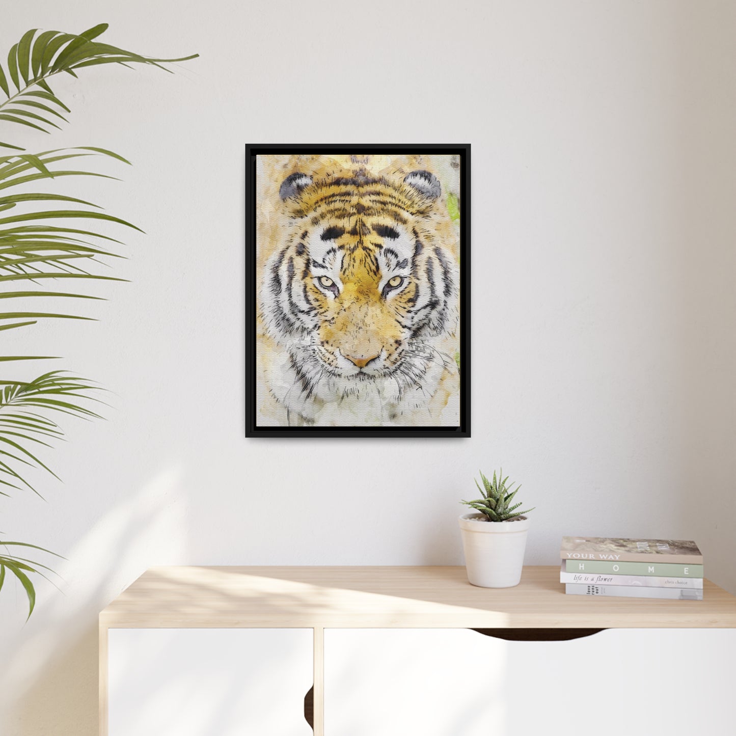 Tiger Matte Canvas, Black Frame