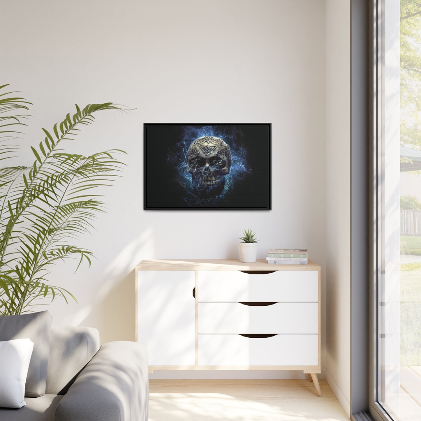 Skull Matte Canvas, Black Frame