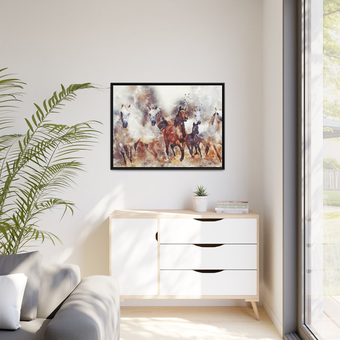 Horses Matte Canvas, Black Frame