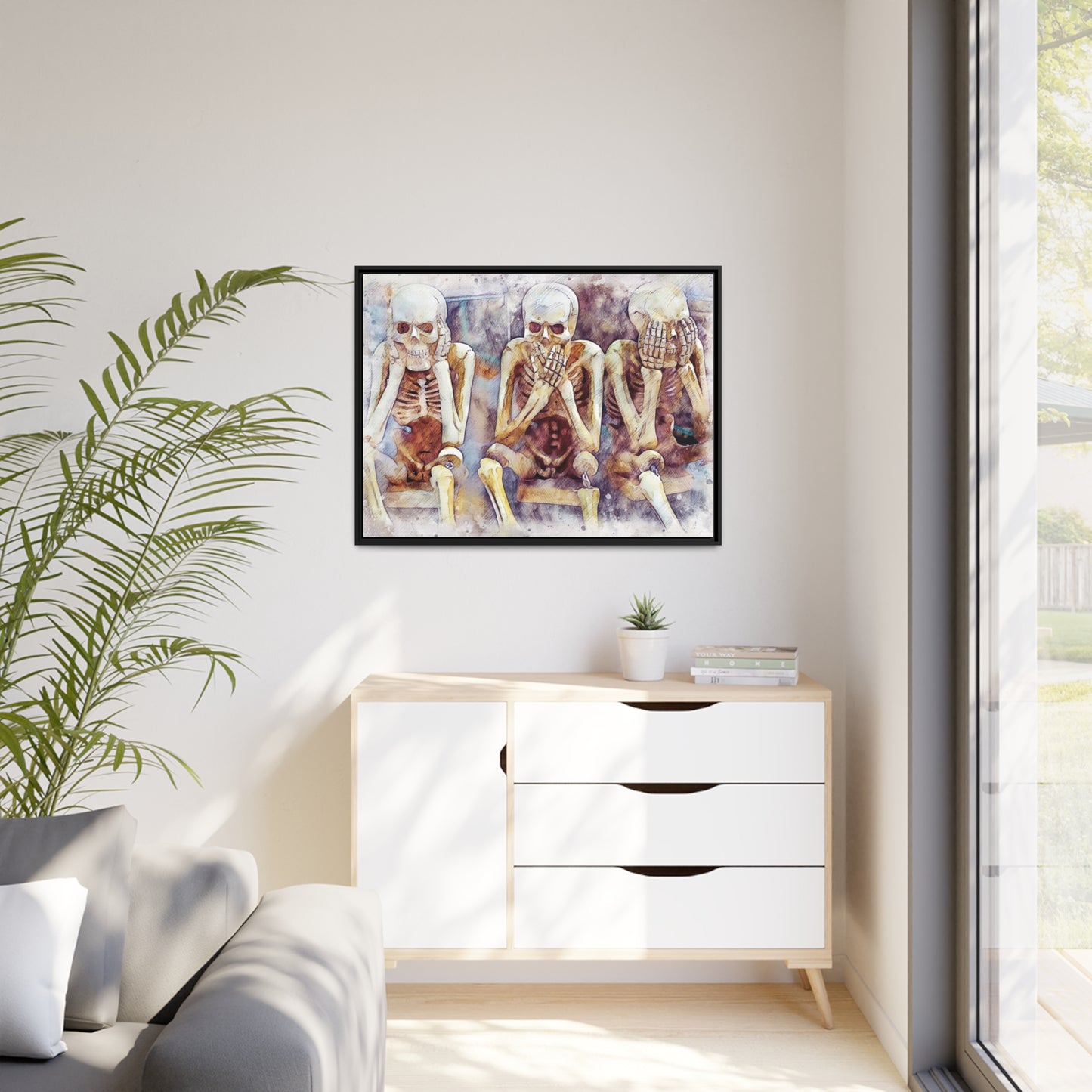 Skeletons Matte Canvas, Black Frame