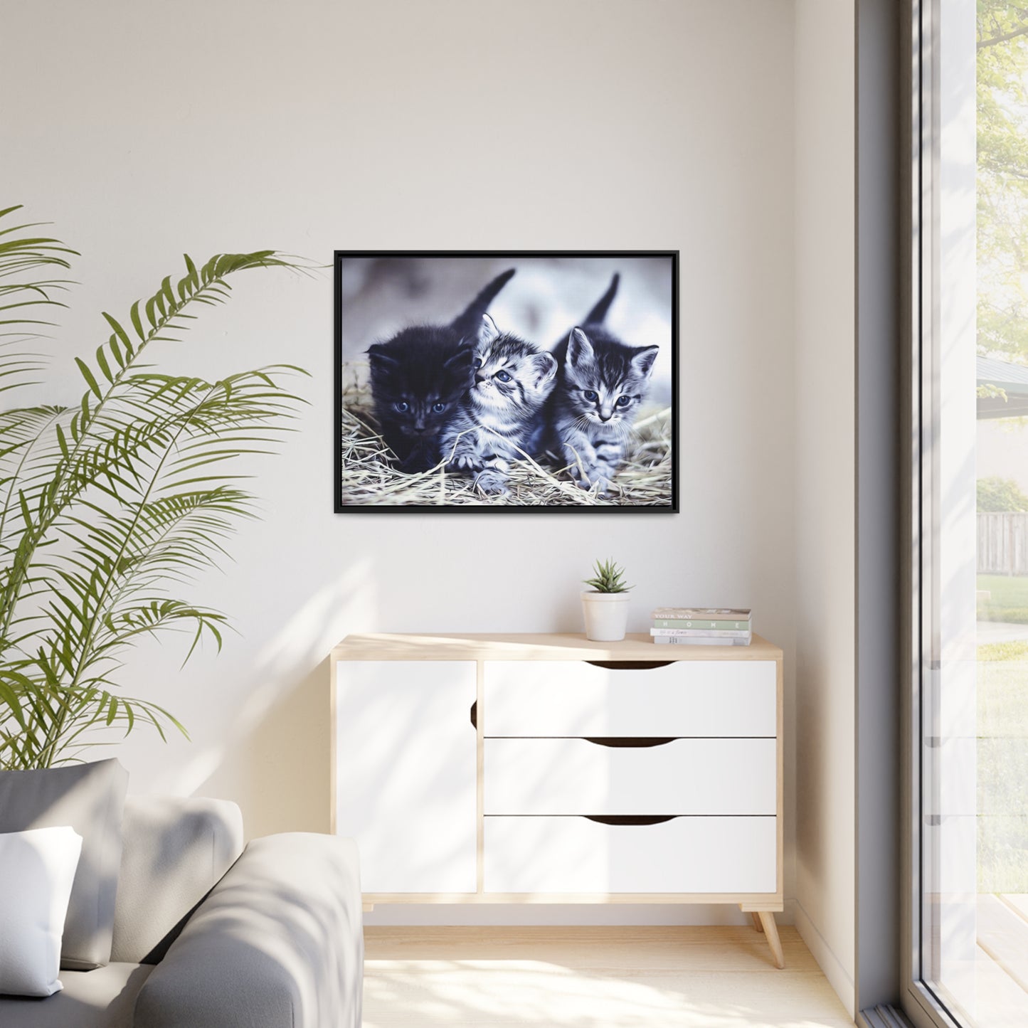 Kitten Matte Canvas, Black Frame
