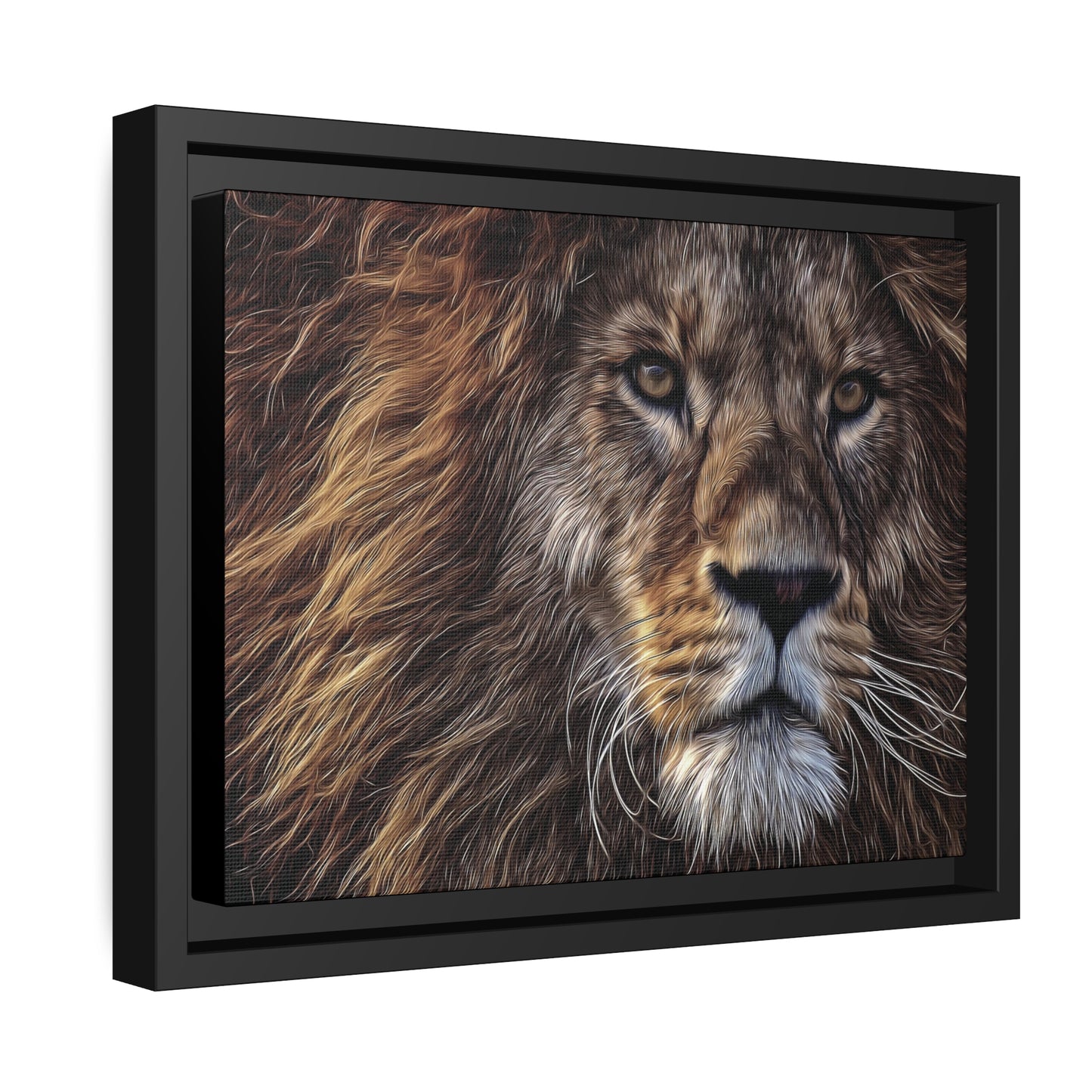 Lion Matte Canvas, Black Frame