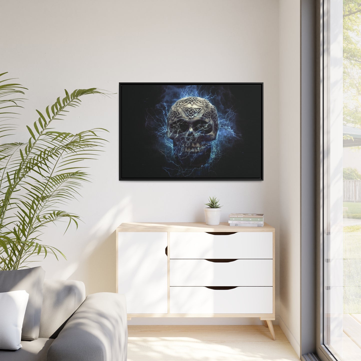 Skull Matte Canvas, Black Frame