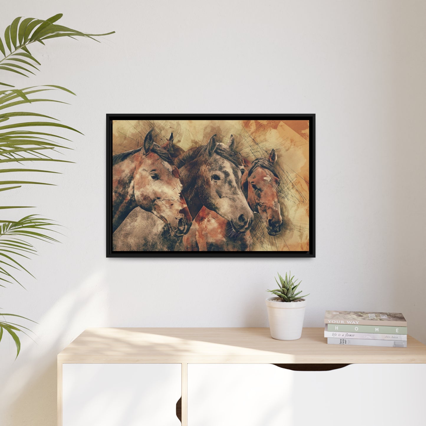 Horses Matte Canvas, Black Frame