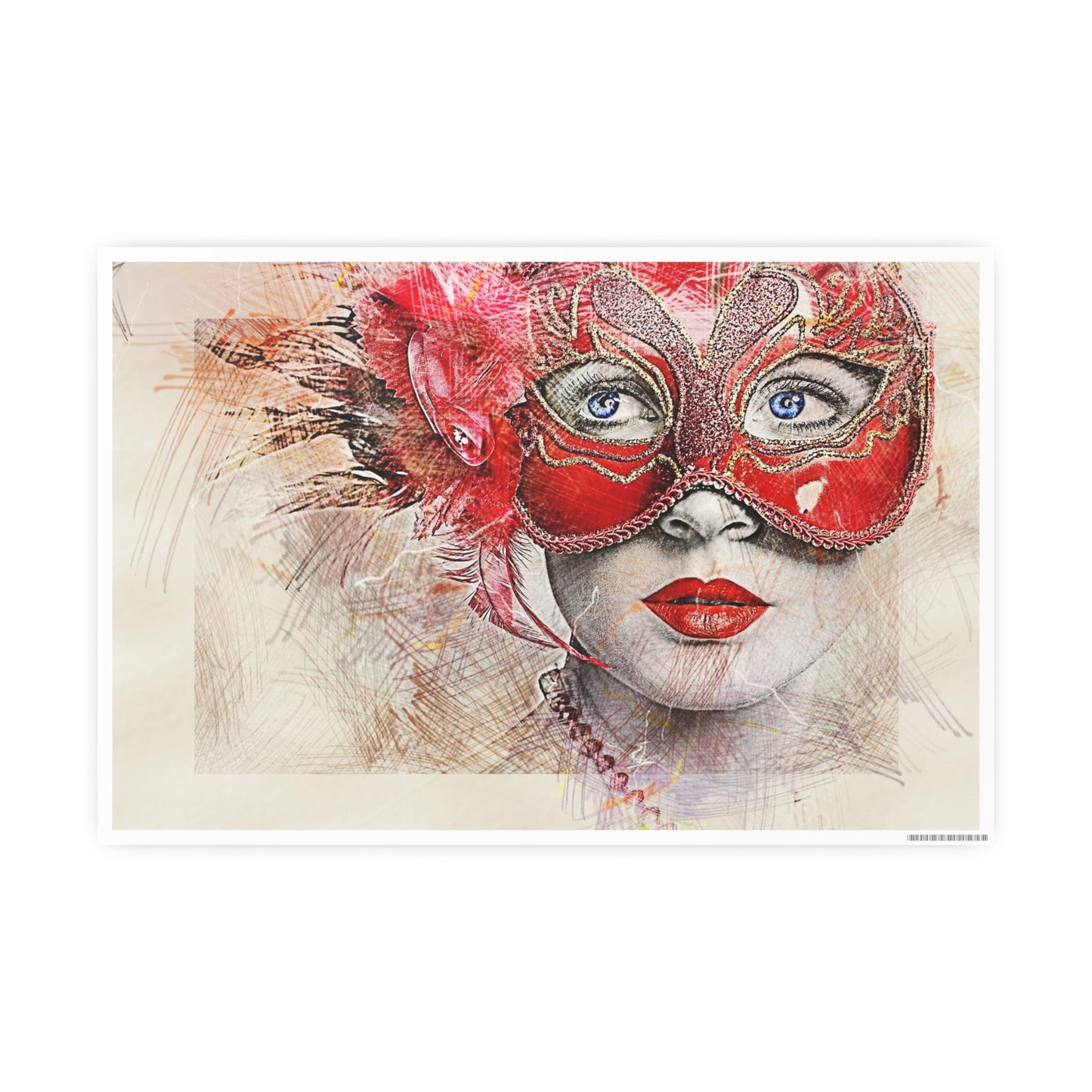 Woman Mask Carnival Photo Art Paper Posters