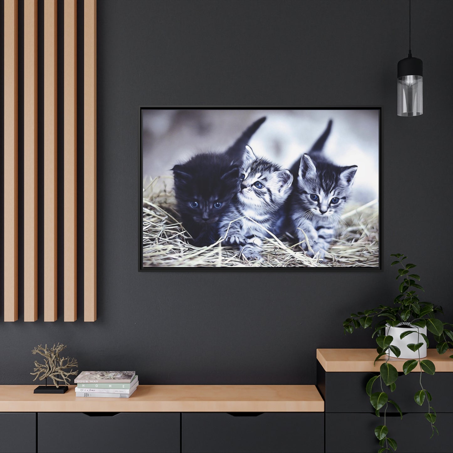 Kitten Matte Canvas, Black Frame