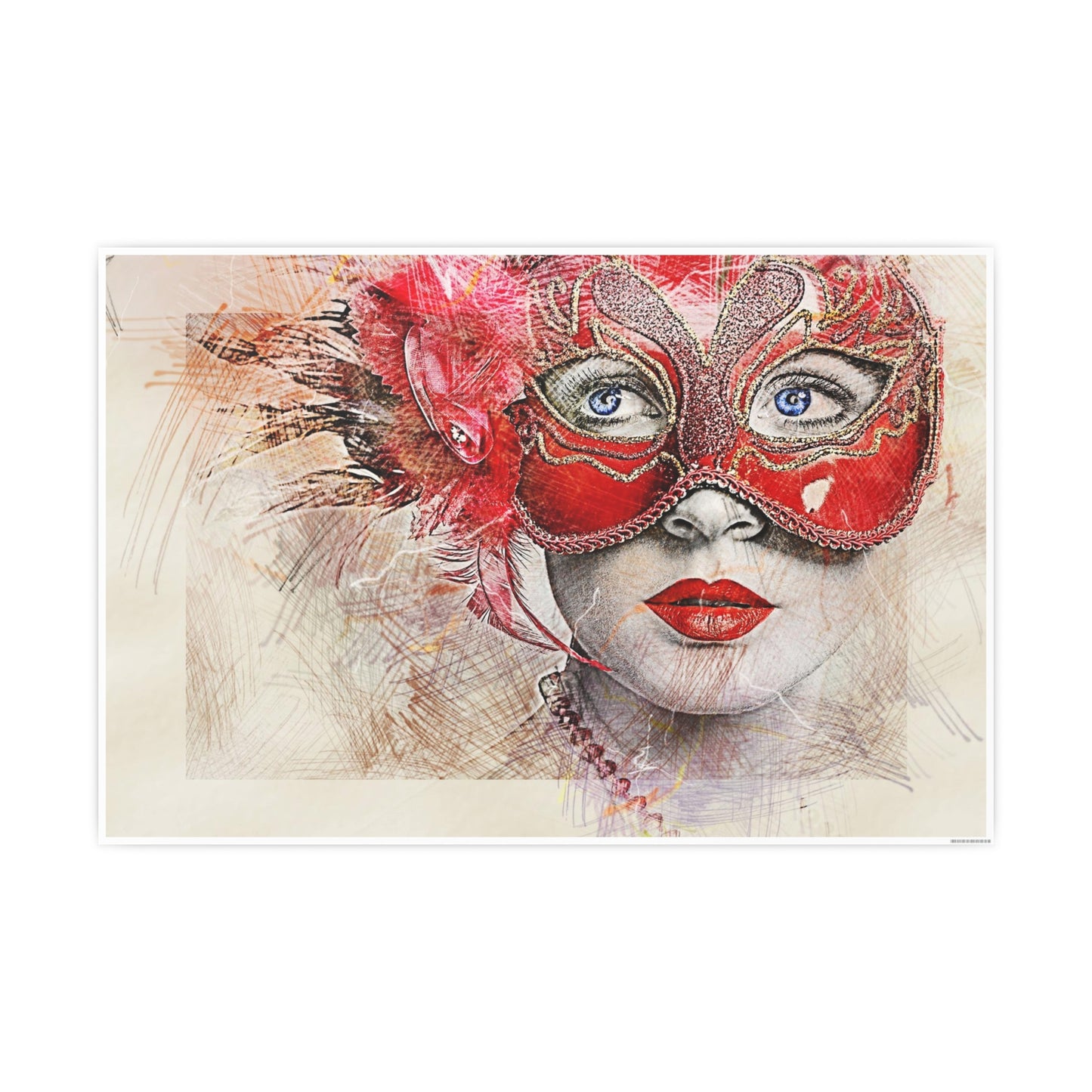 Woman Mask Carnival Photo Art Paper Posters