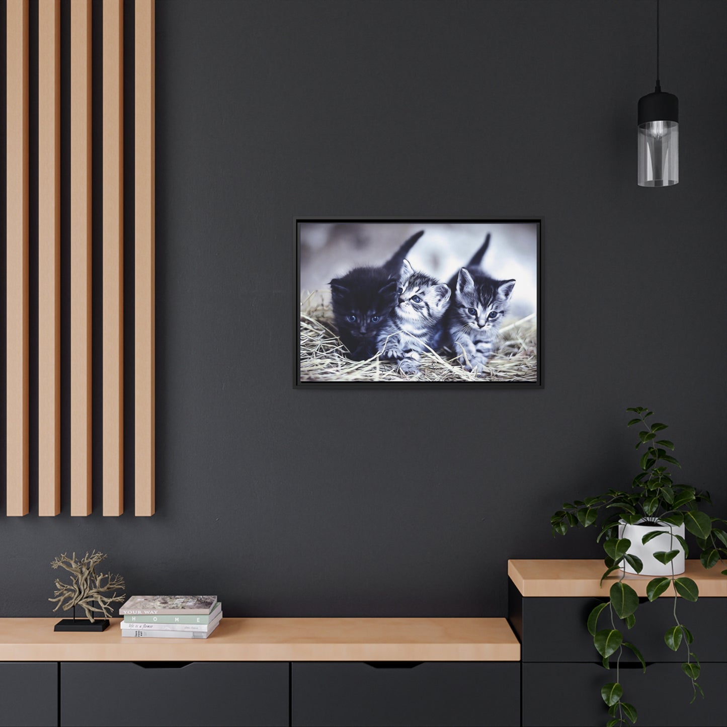 Kitten Matte Canvas, Black Frame