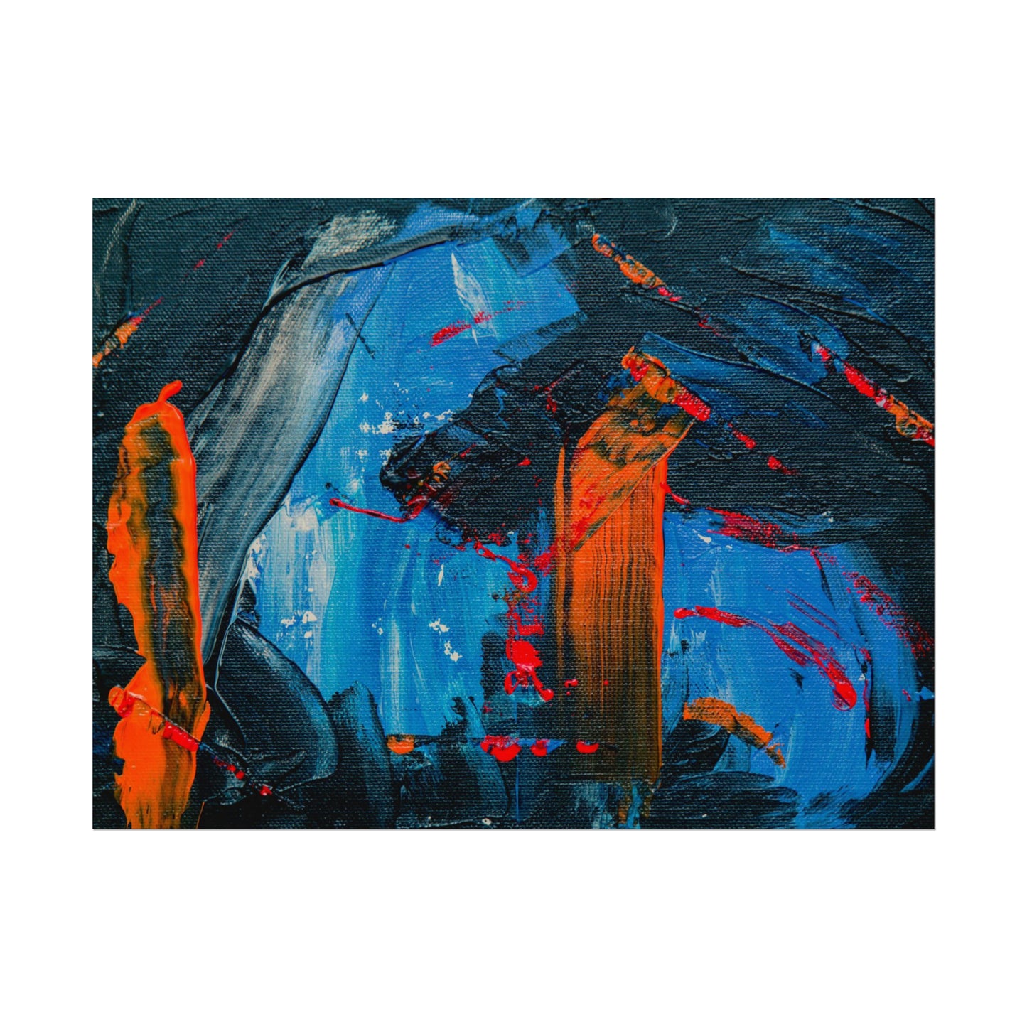 Red and blue splash Rolled Posters
