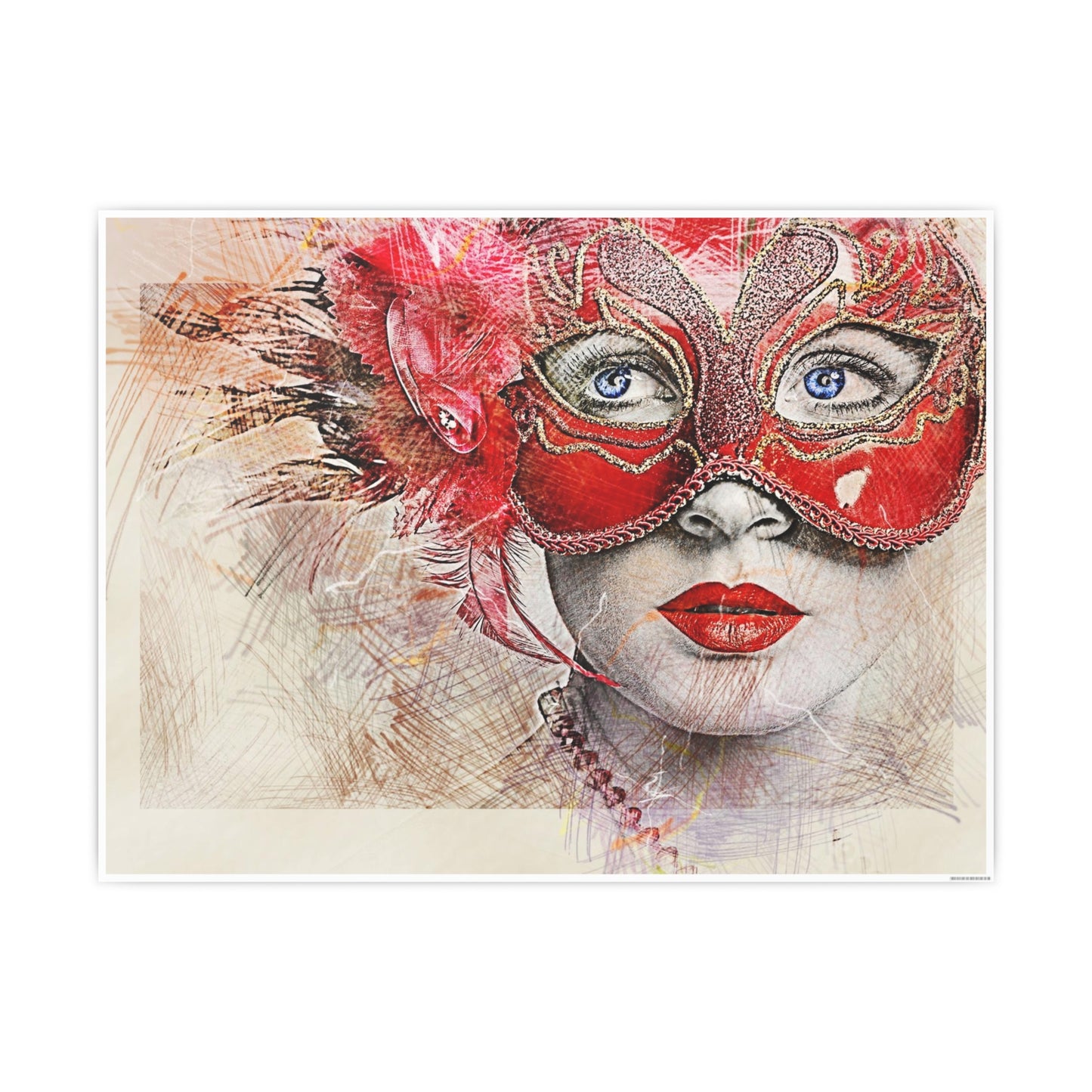 Woman Mask Carnival Photo Art Paper Posters