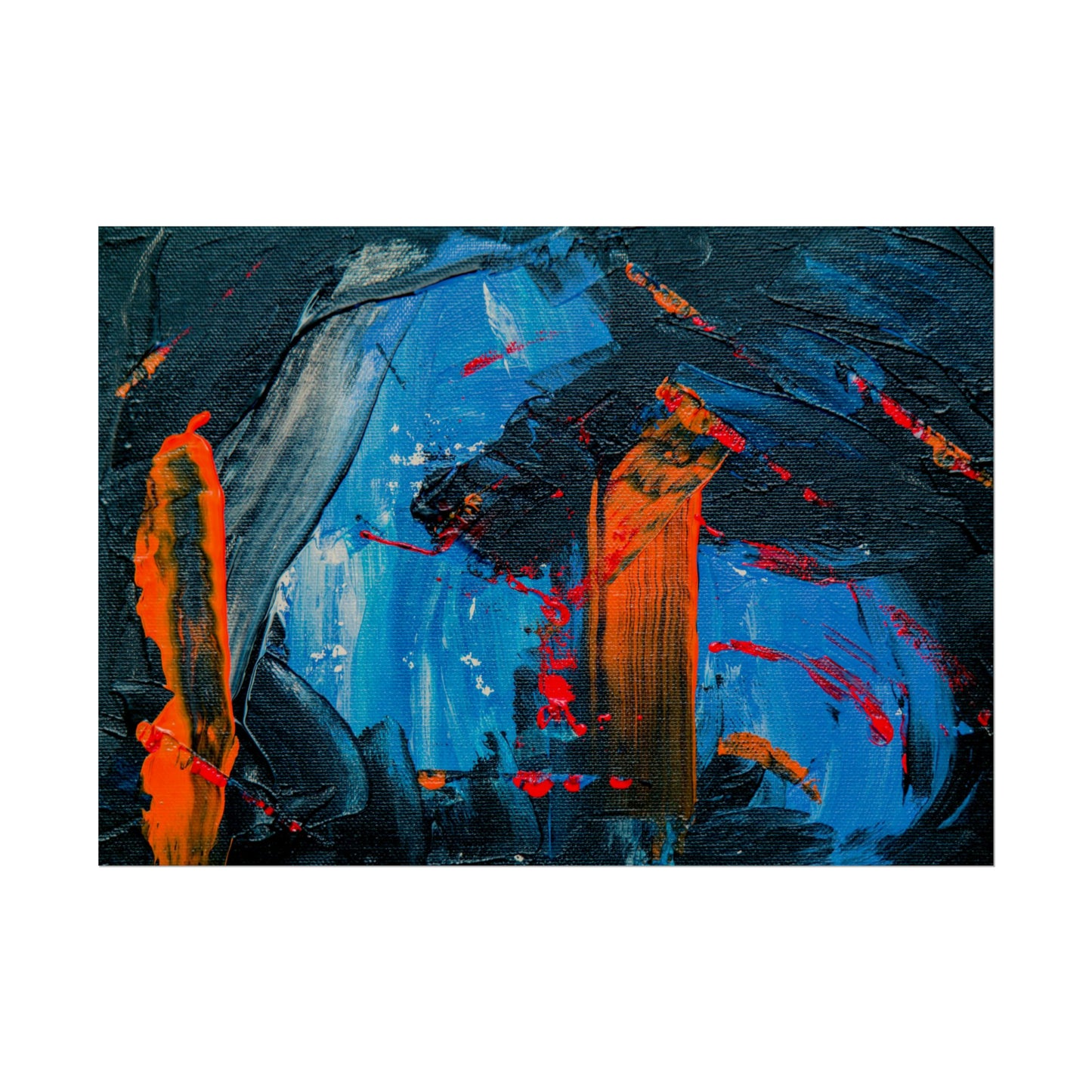 Red and blue splash Rolled Posters