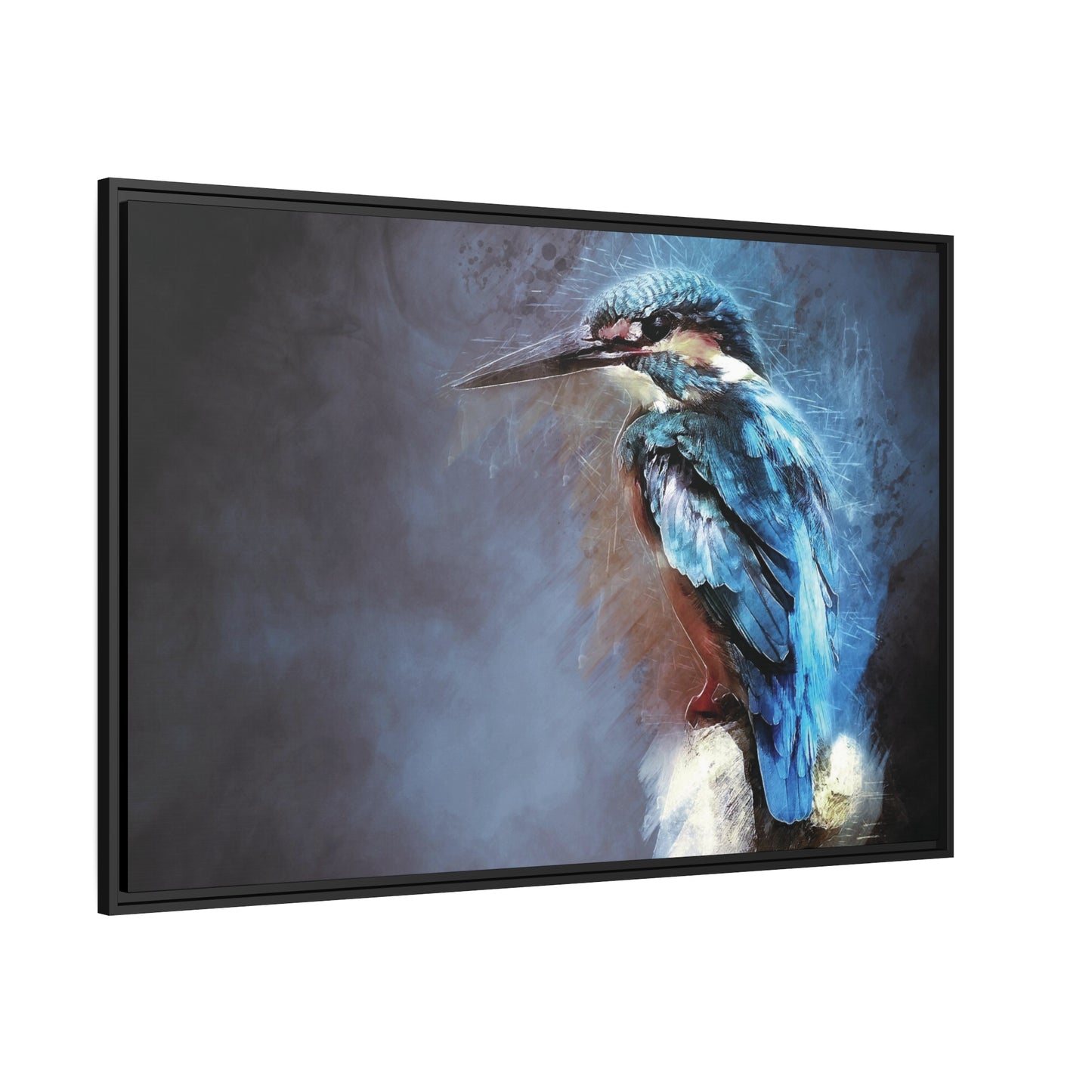 Kingfisher Matte Canvas, Black Frame
