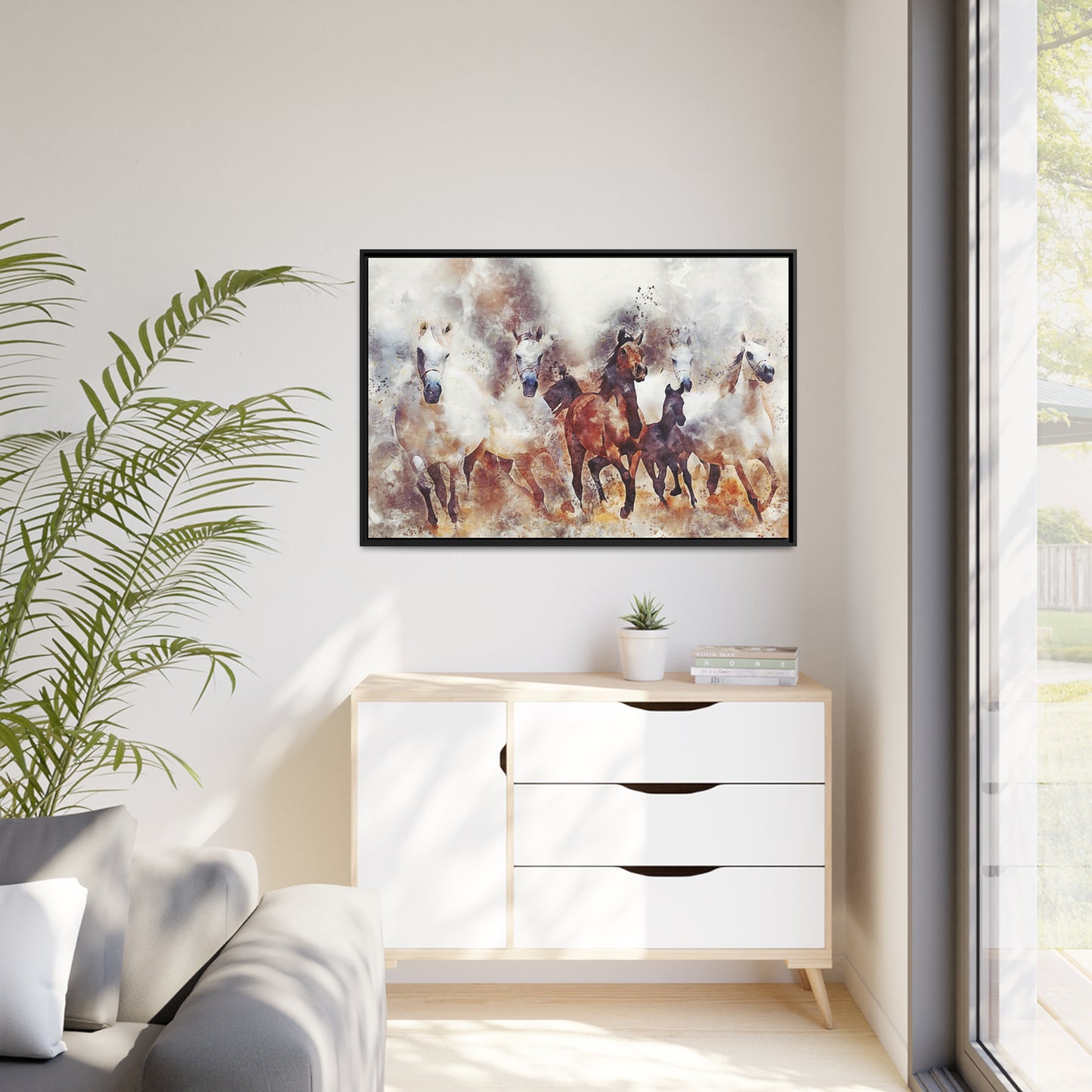Horses Matte Canvas, Black Frame