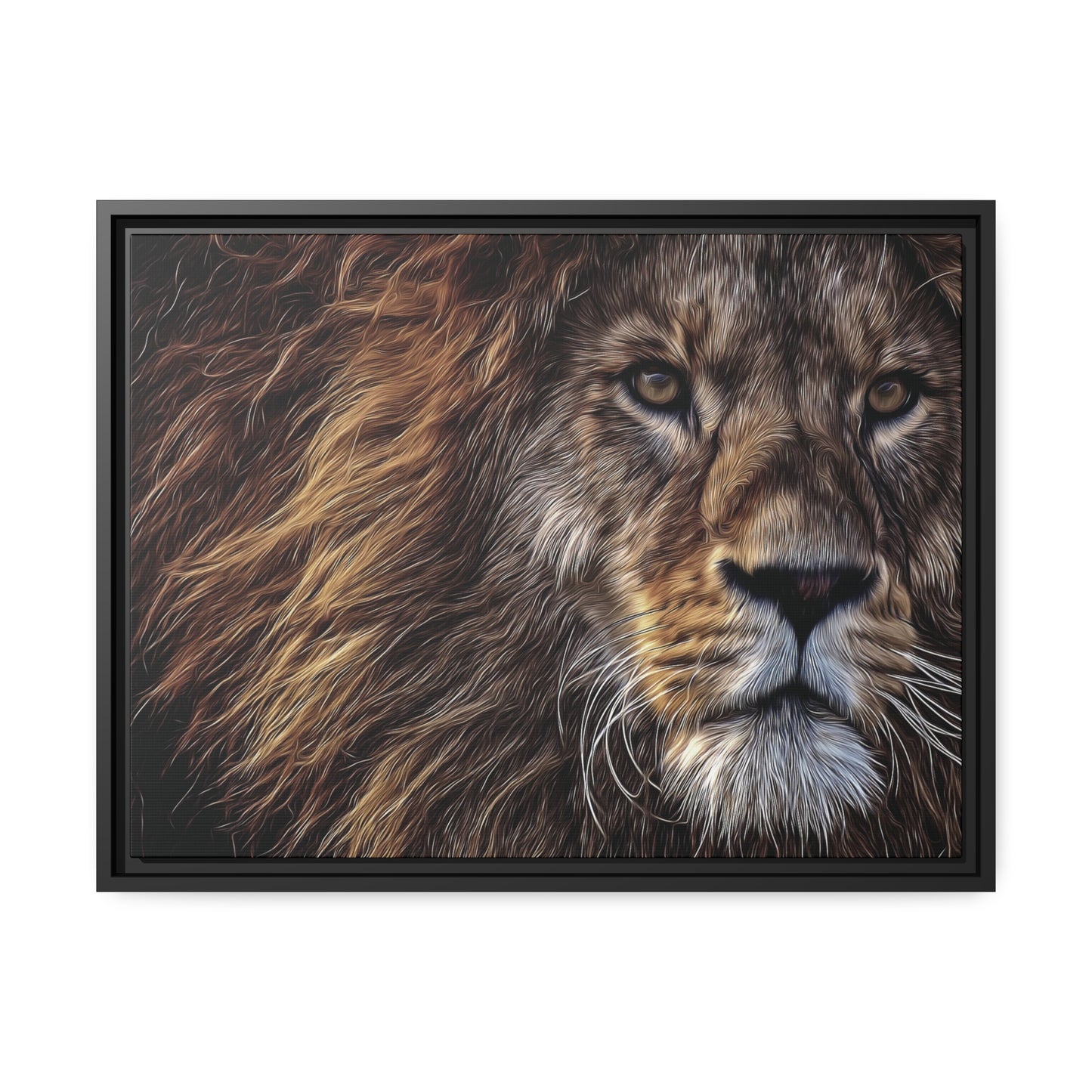 Lion Matte Canvas, Black Frame