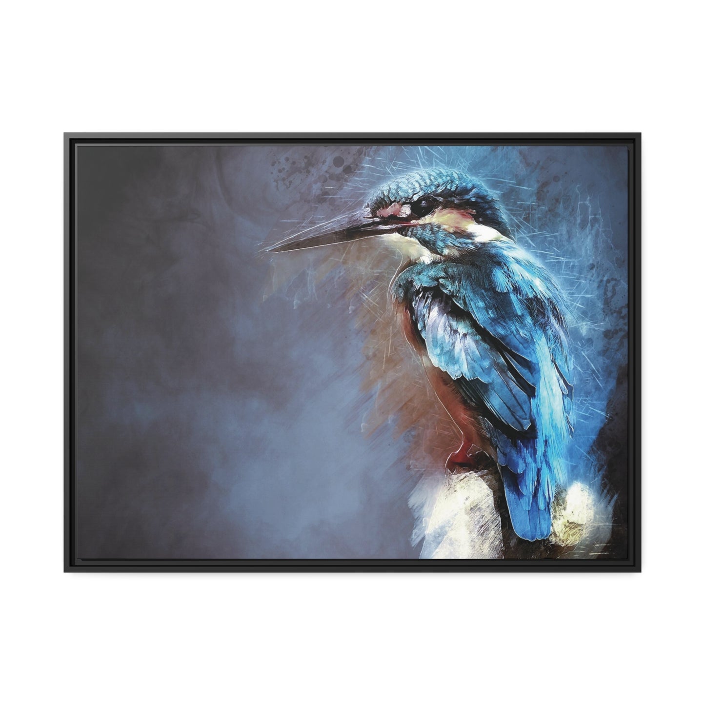 Kingfisher Matte Canvas, Black Frame