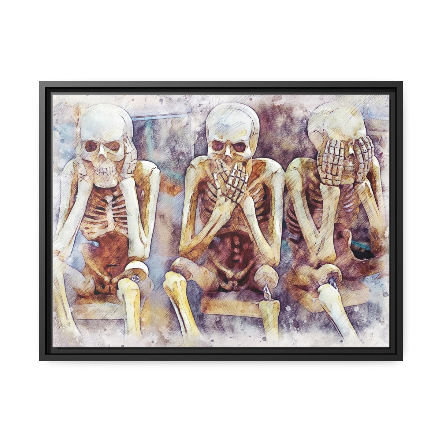 Skeletons Matte Canvas, Black Frame