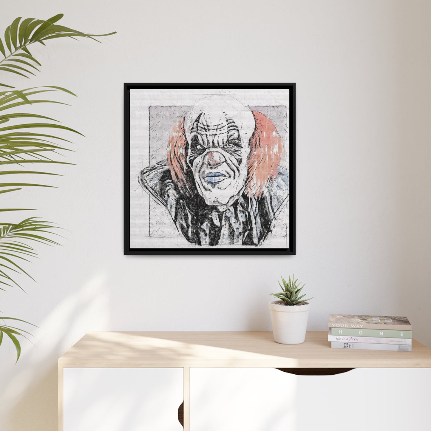 Clown Matte Canvas, Black Frame