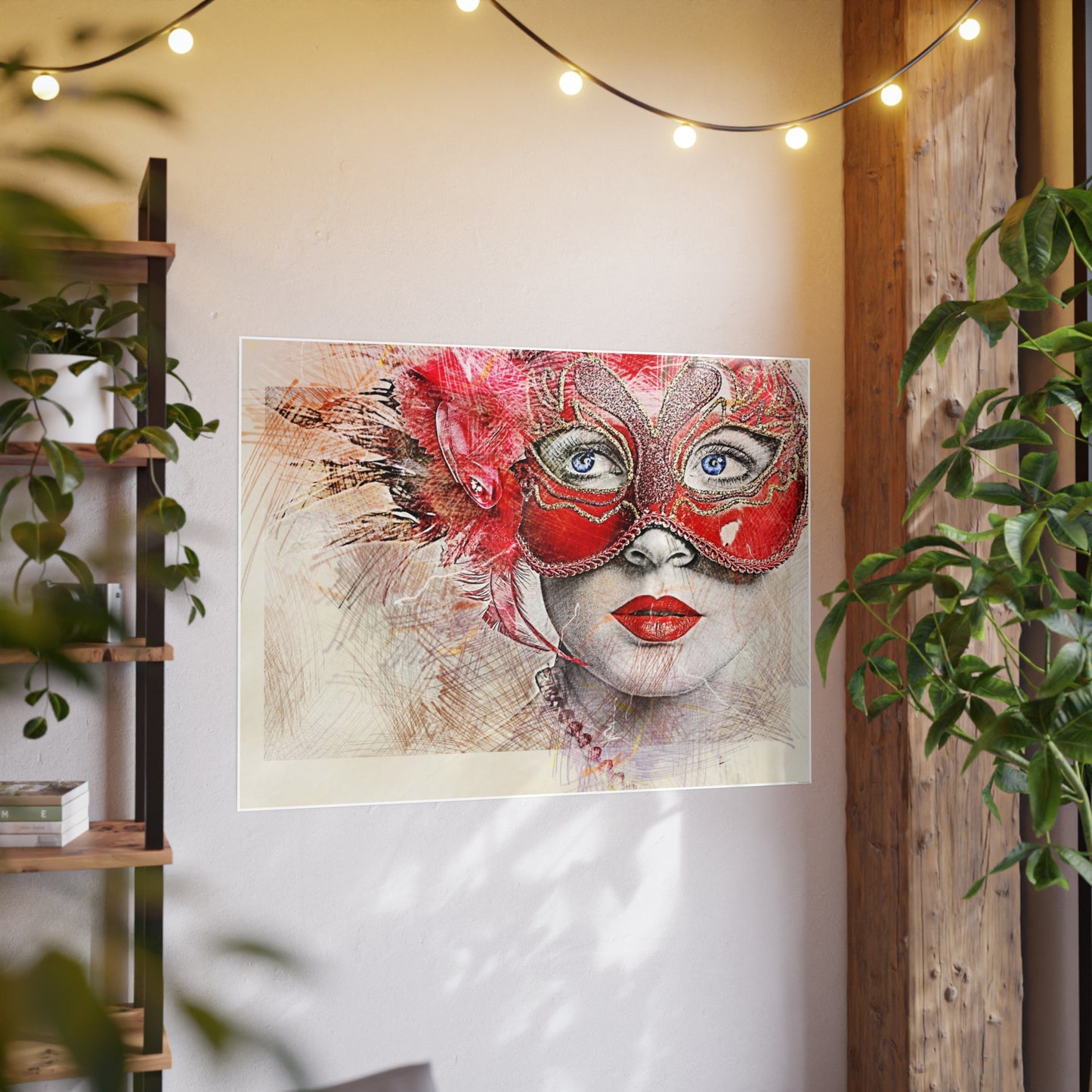 Woman Mask Carnival Photo Art Paper Posters