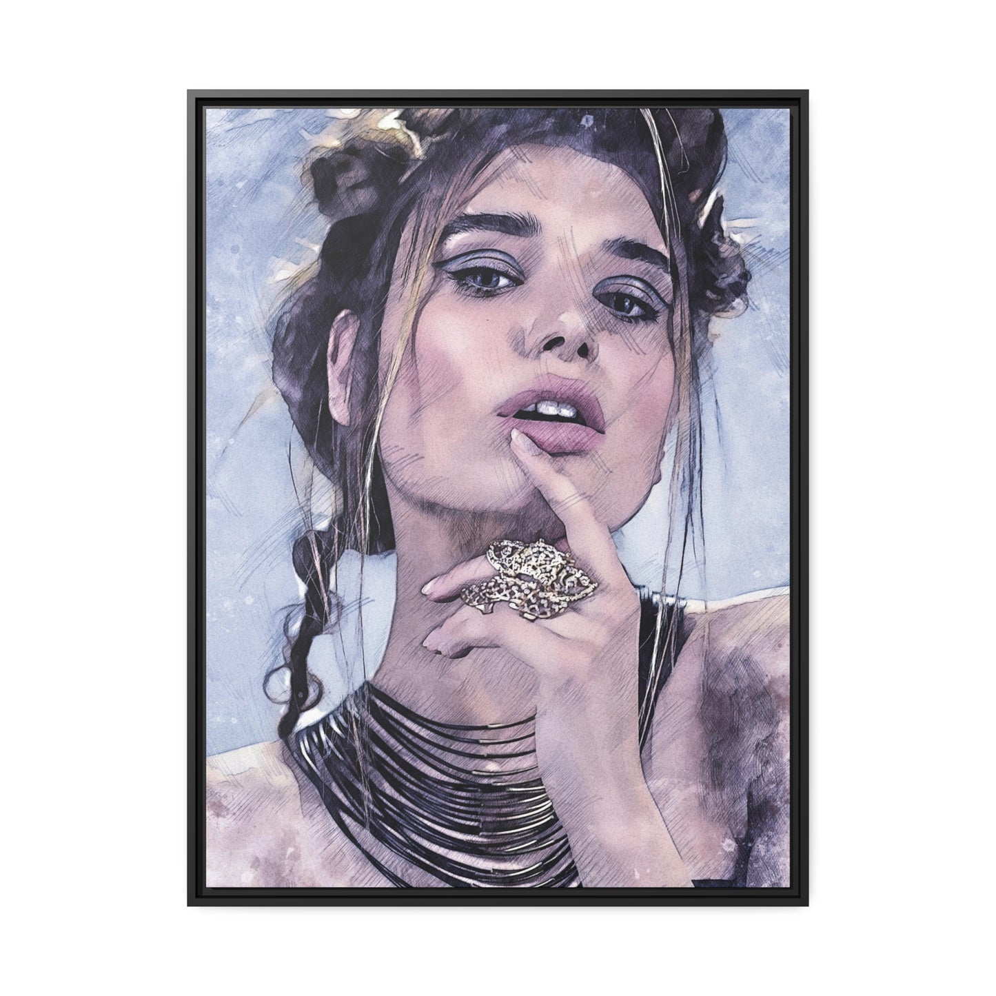 Woman Matte Canvas, Black Frame