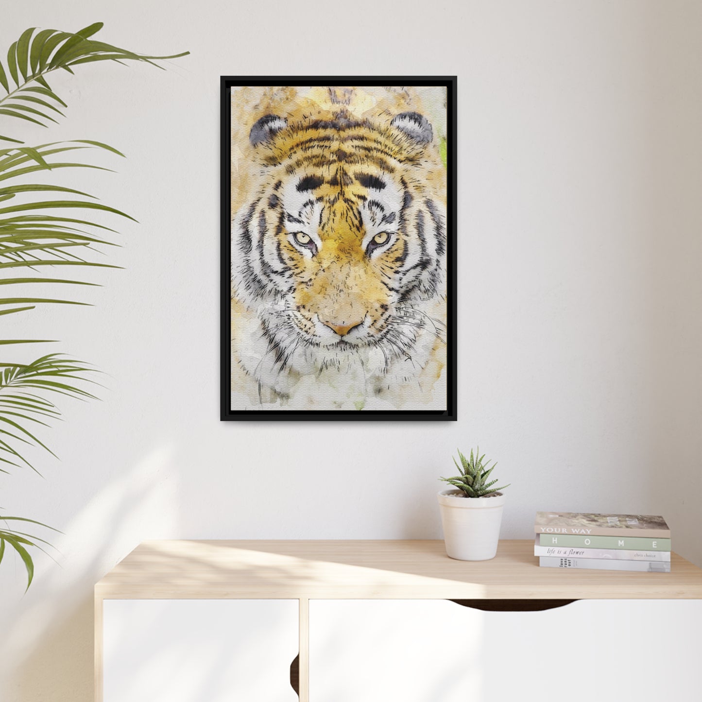 Tiger Matte Canvas, Black Frame