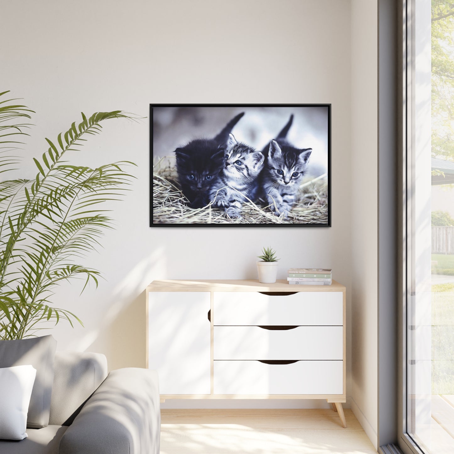 Kitten Matte Canvas, Black Frame