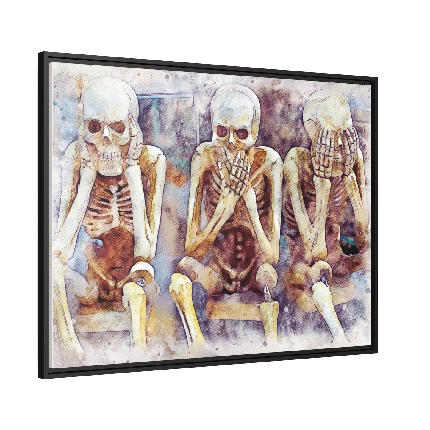 Skeletons Matte Canvas, Black Frame