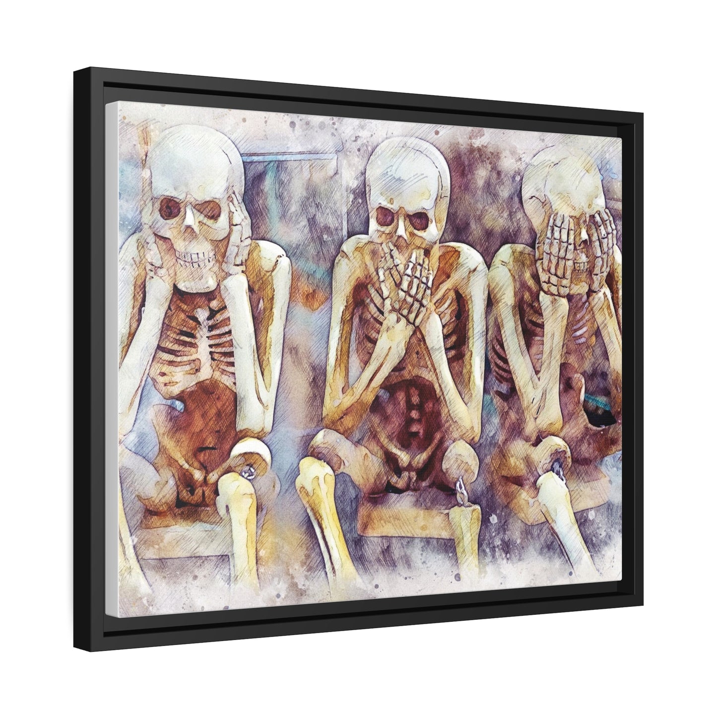 Skeletons Matte Canvas, Black Frame