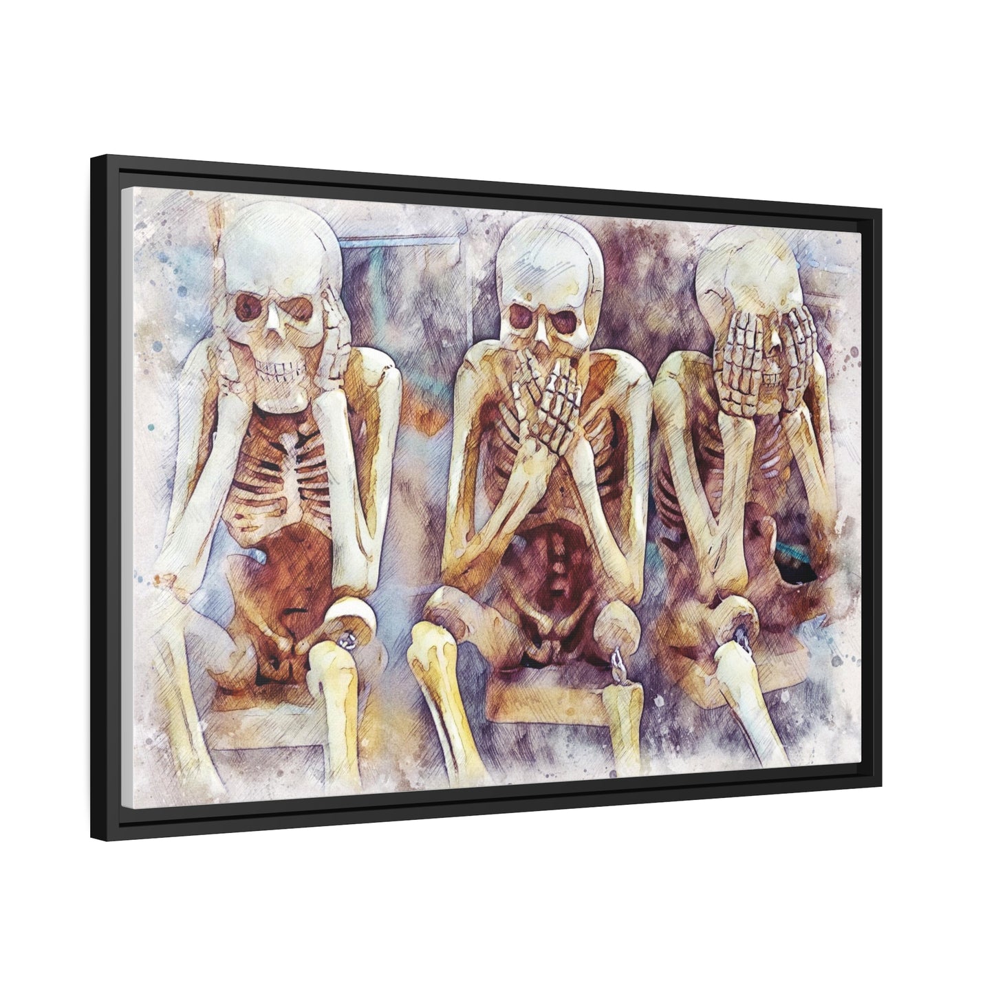 Skeletons Matte Canvas, Black Frame