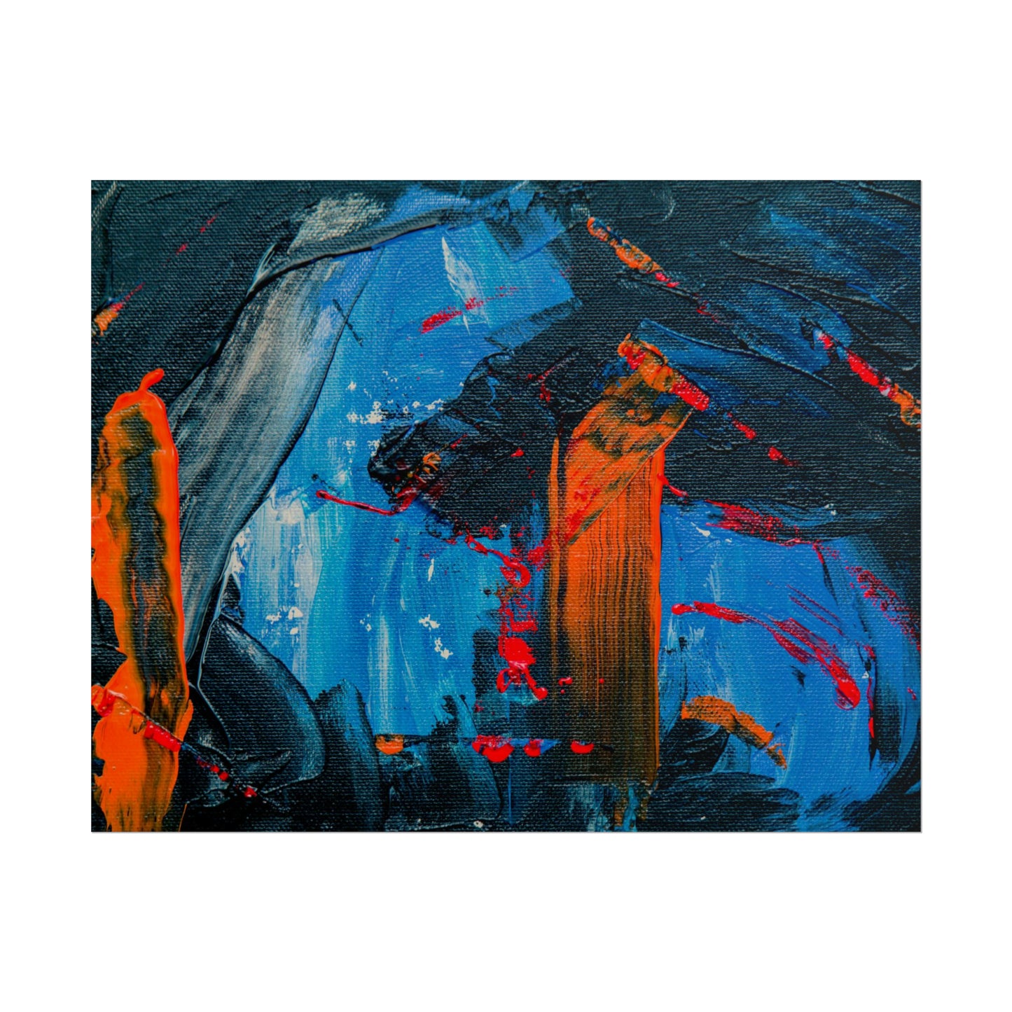 Red and blue splash Rolled Posters
