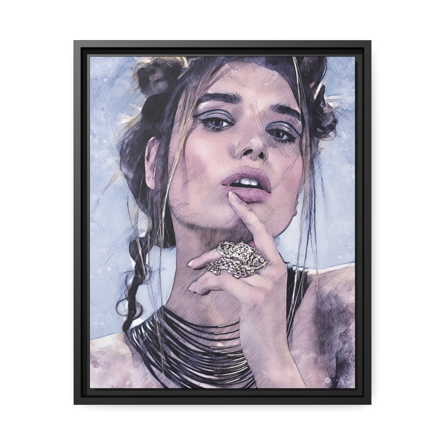 Woman Matte Canvas, Black Frame