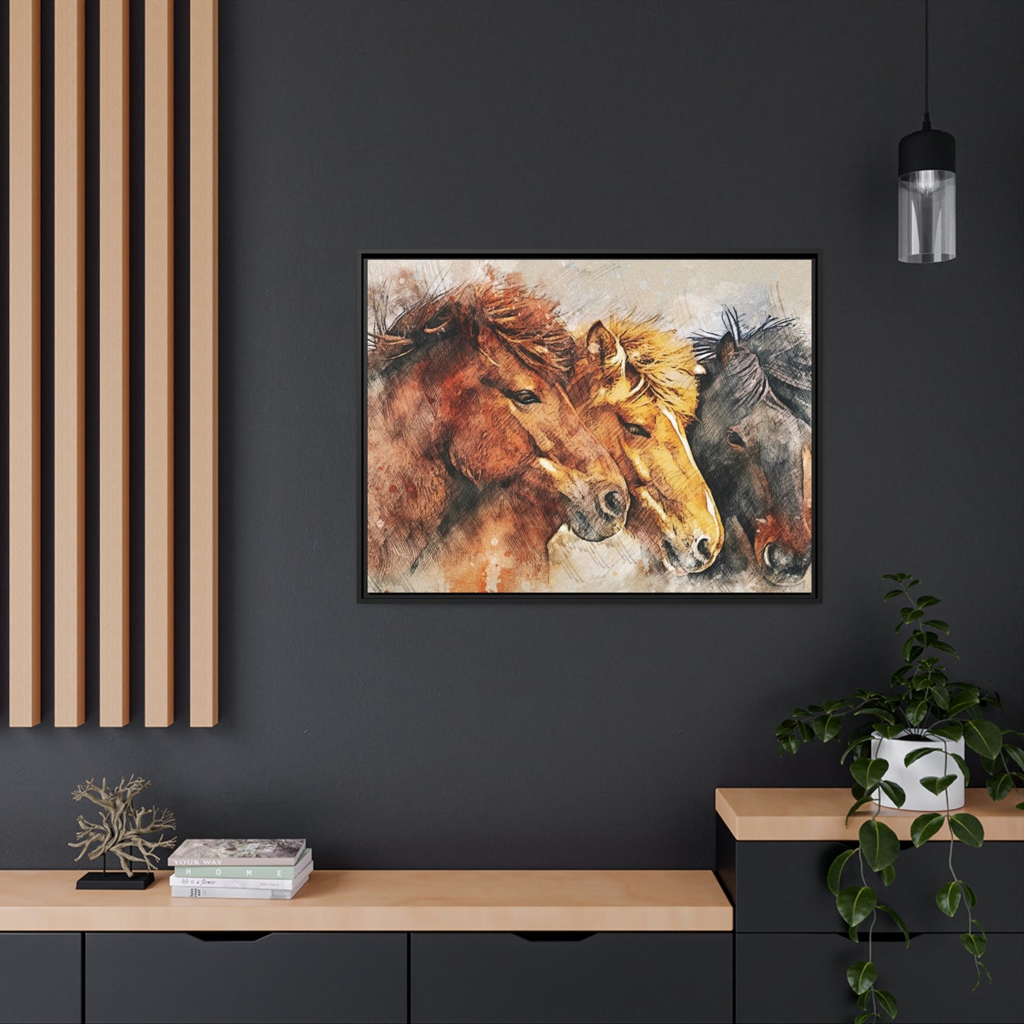 Horses Matte Canvas, Black Frame