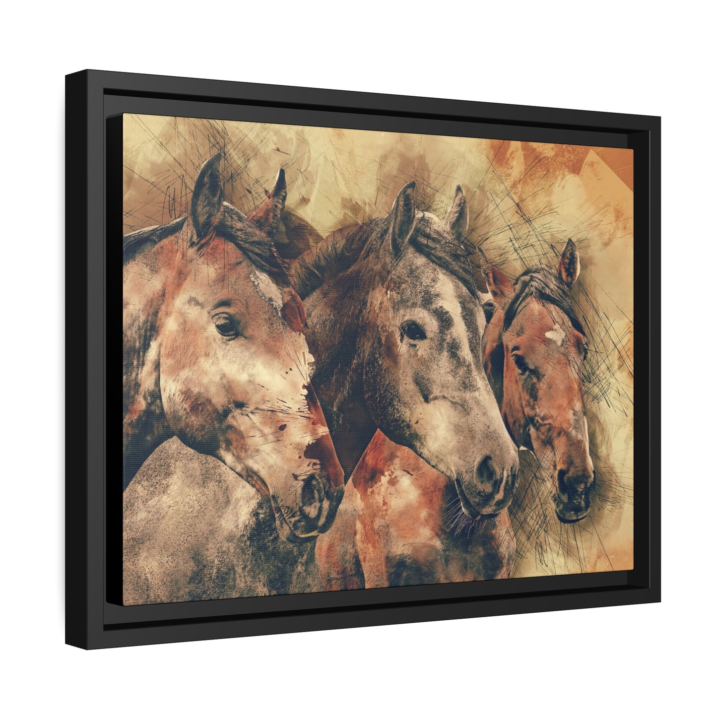 Horses Matte Canvas, Black Frame
