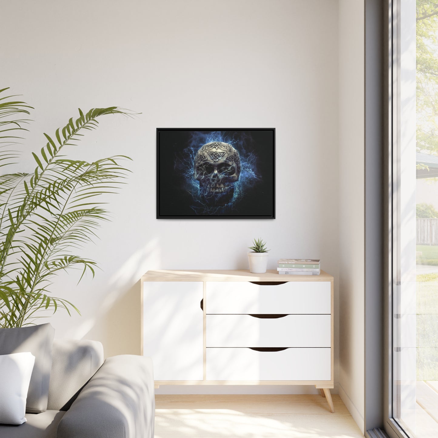 Skull Matte Canvas, Black Frame