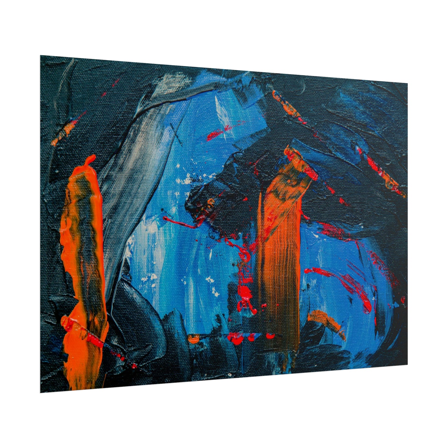Red and blue splash Rolled Posters