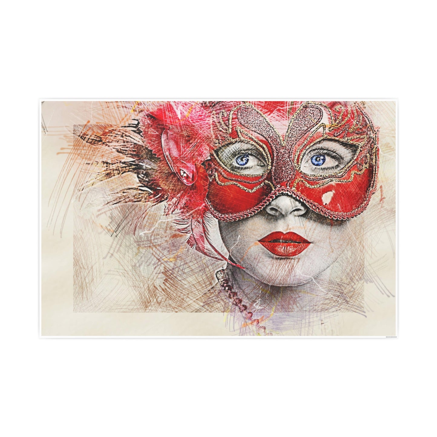 Woman Mask Carnival Photo Art Paper Posters
