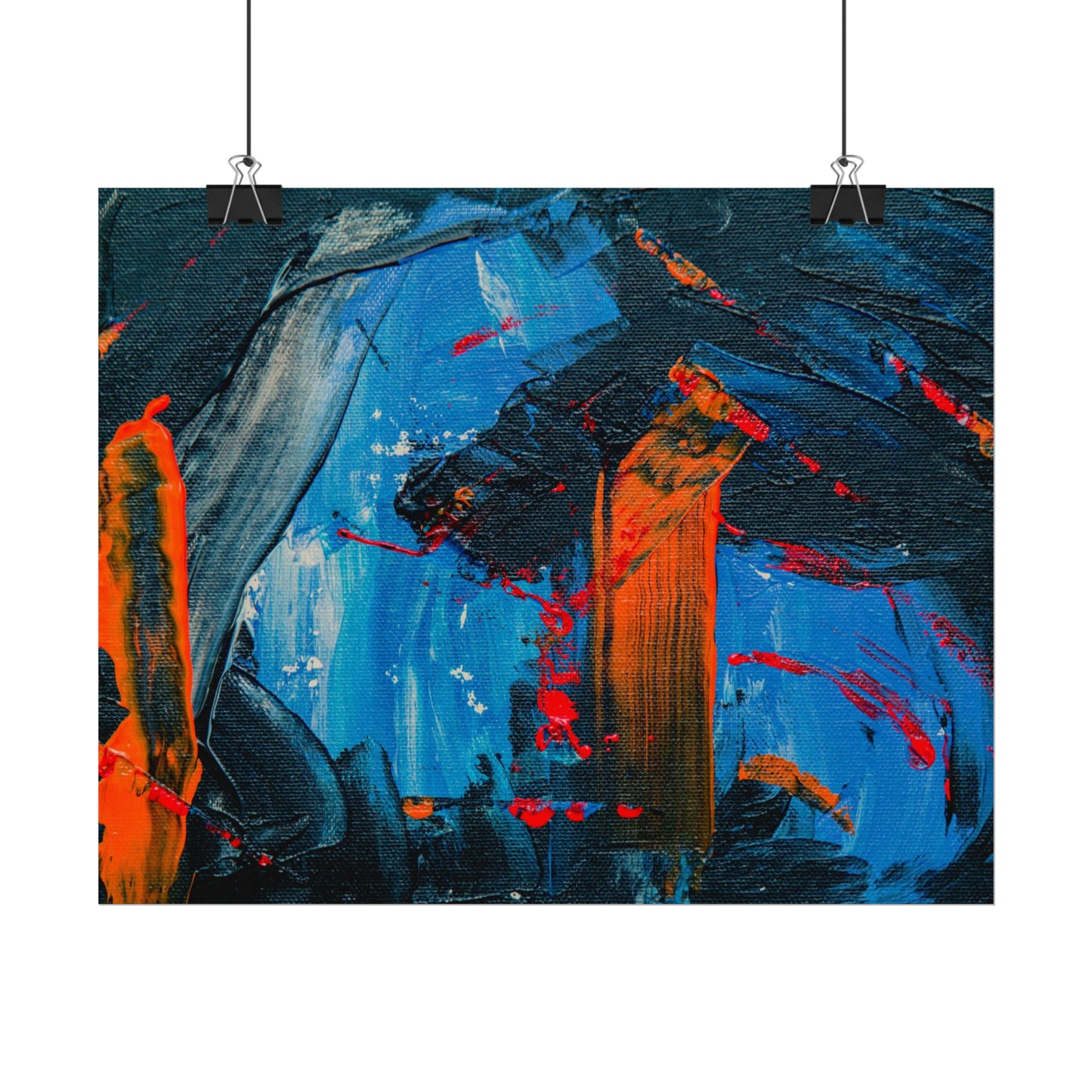 Red and blue splash Rolled Posters